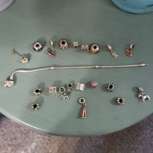 Genuine Pandora Bracelet with Charms and Spacers